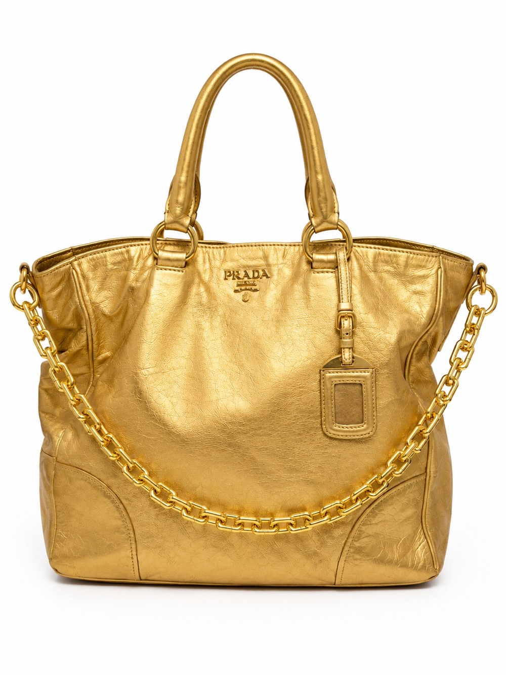 Prada Vitello Leather Large Tote Bag Taupe Gold Hardware – Repainted/Restored
